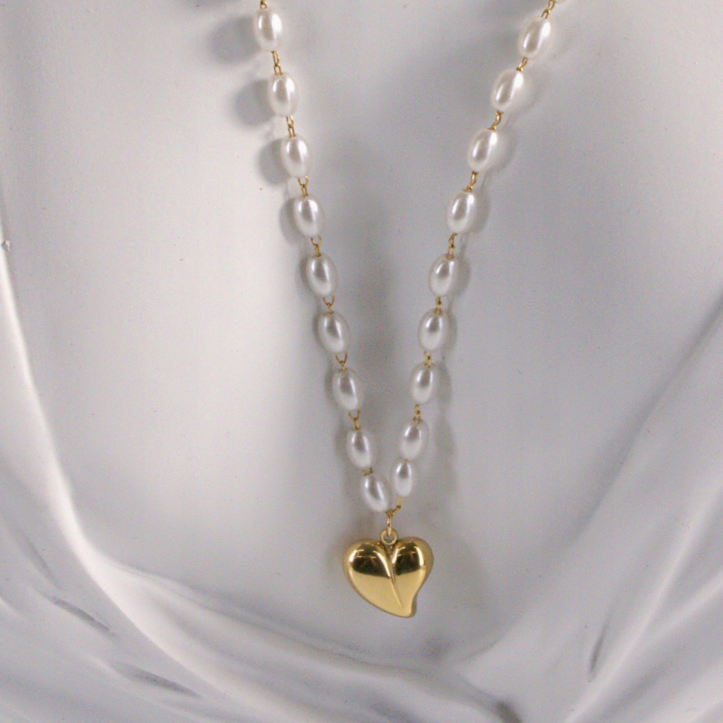 COLLAR HEART PEARLY NEW GOLD