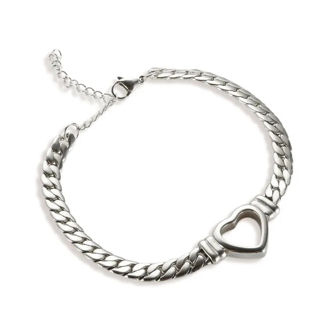 PULSERA CHUNKY HEART SILVER
