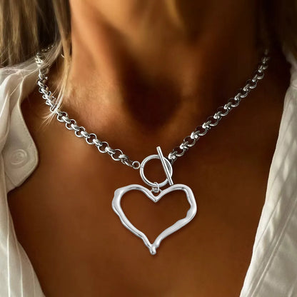 COLLAR MAXI CORAZON CALADO SILVER