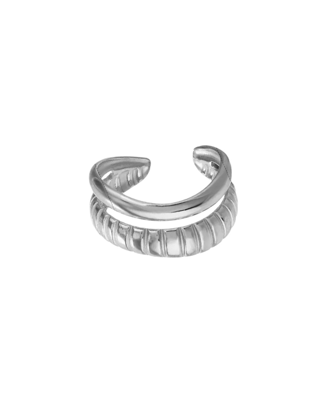 ANILLO DOBLE TRAMADO LISO SILVER