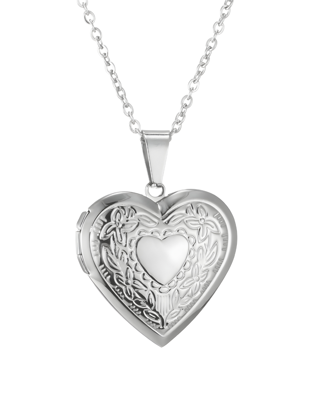 COLLAR RELICARIO HEART VINTAGE SILVER