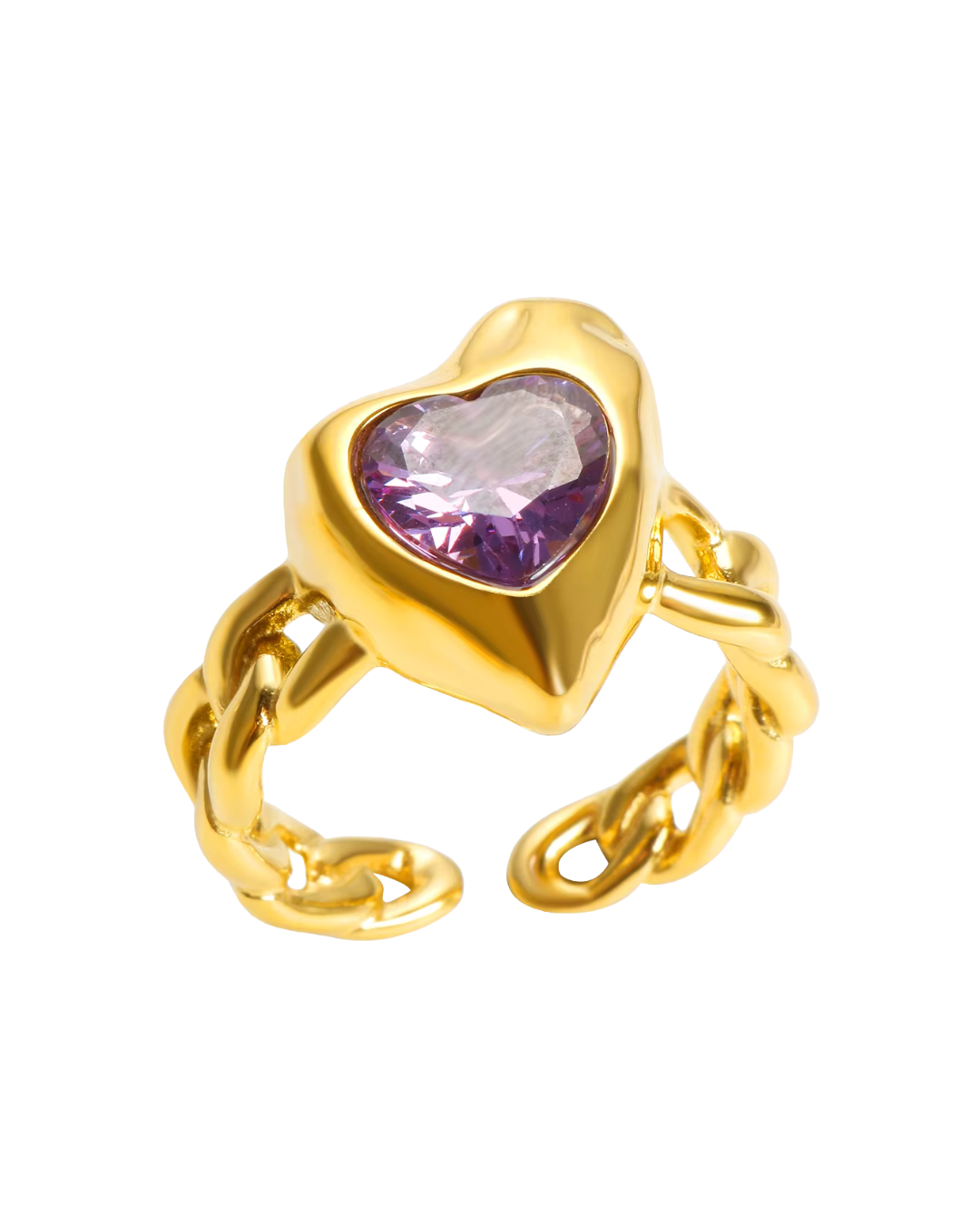 ANILLO AESTHETIC HEART GOLD LILA