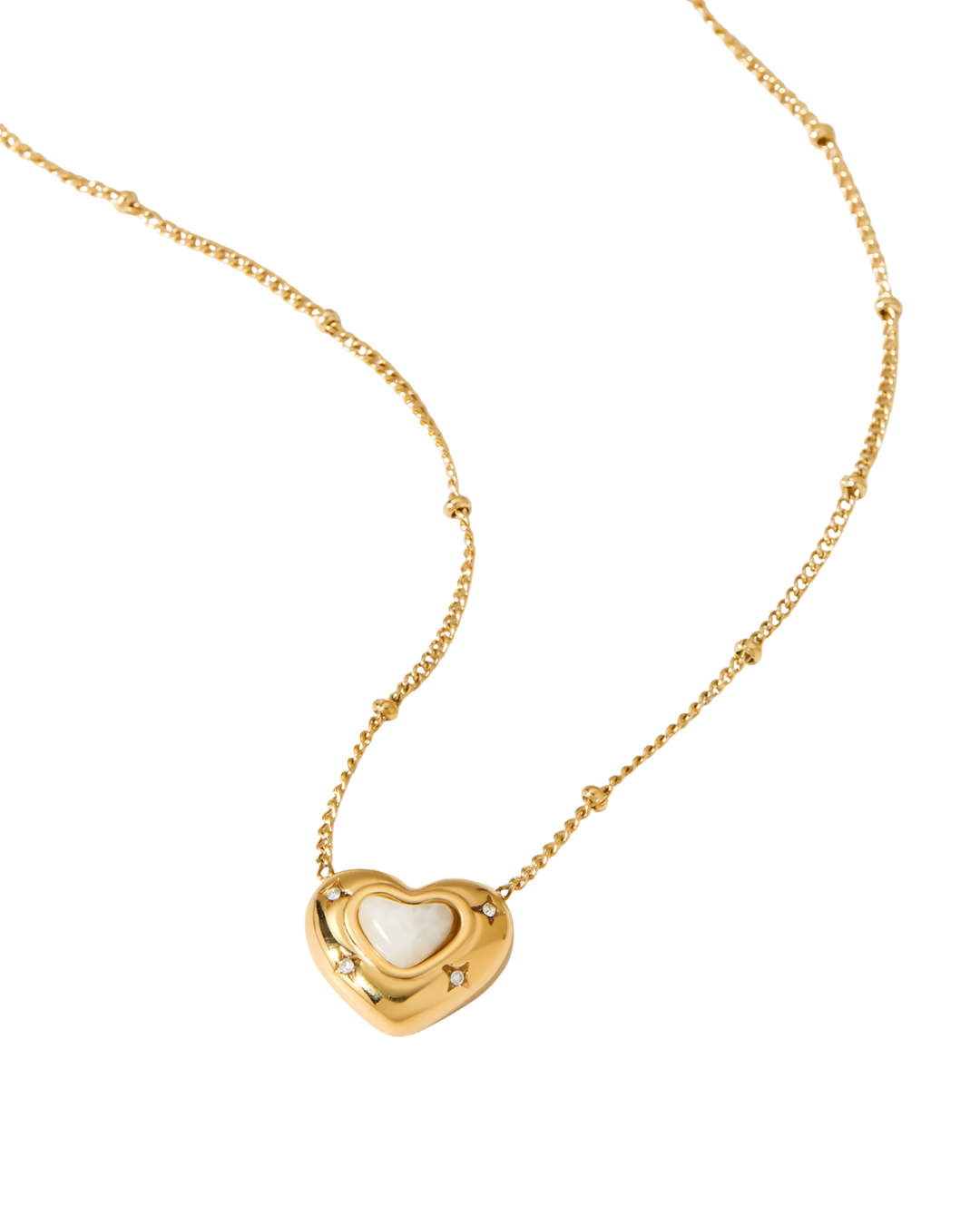 COLLAR CORAZON ESTRELLADO NACAR GOLD