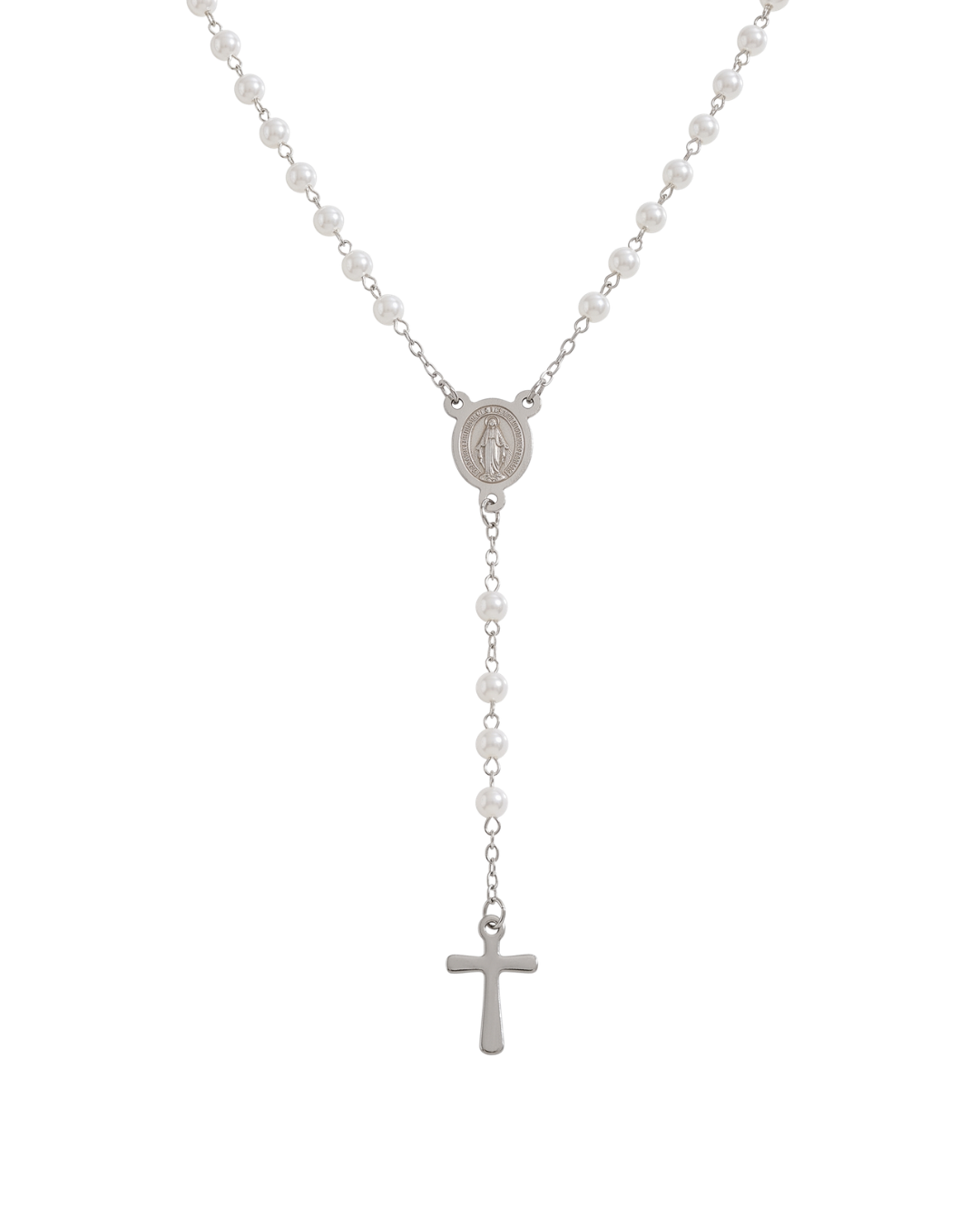 COLLAR ROSARIO PERLAS SILVER