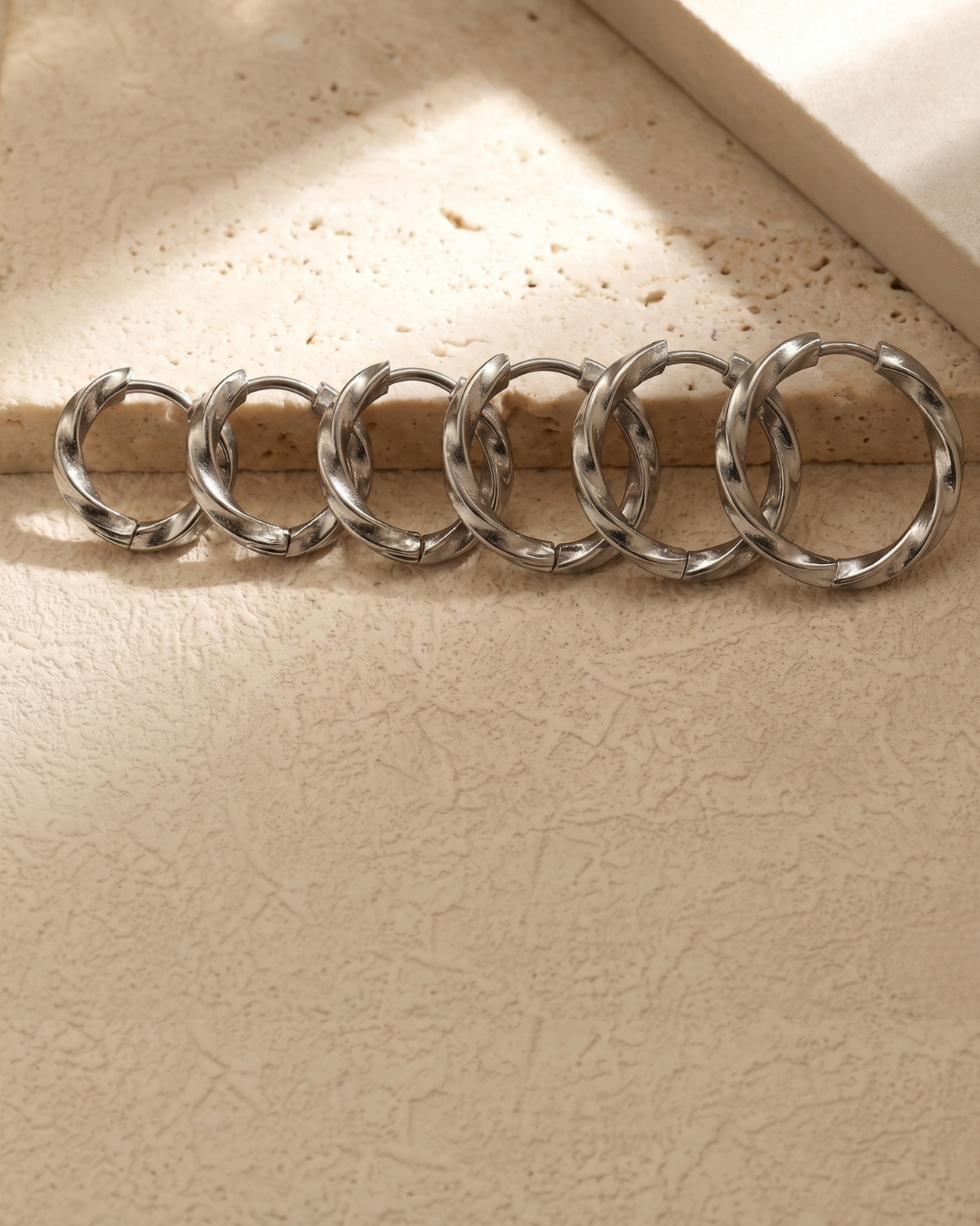 AROS COMBO DE ARGOLLAS TORNEADAS SILVER