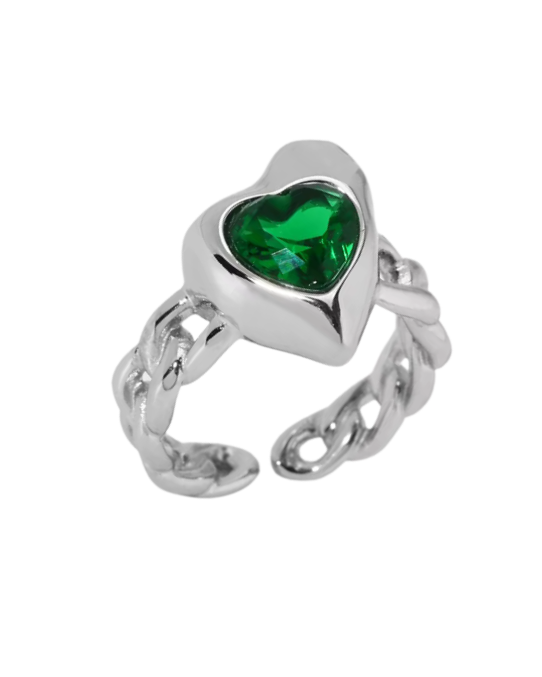 ANILLO AESTHETIC HEART SILVER ESMERALDA