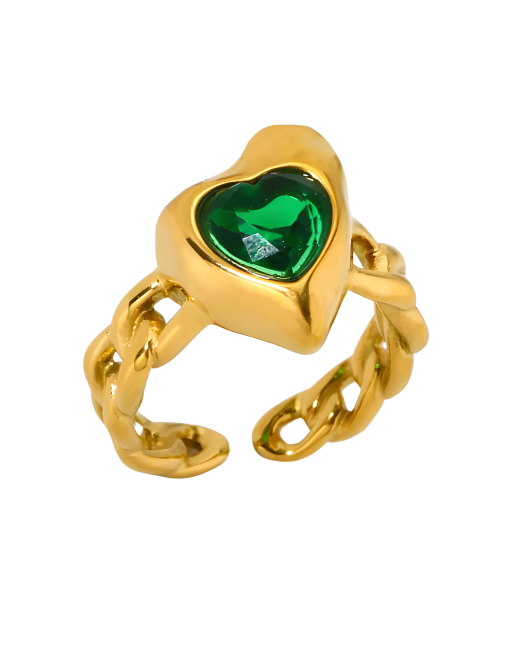 ANILLO AESTHETIC HEART GOLD ESMERALDA