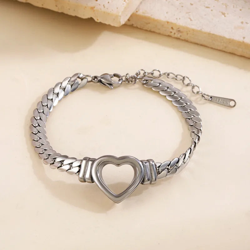 PULSERA CHUNKY HEART SILVER