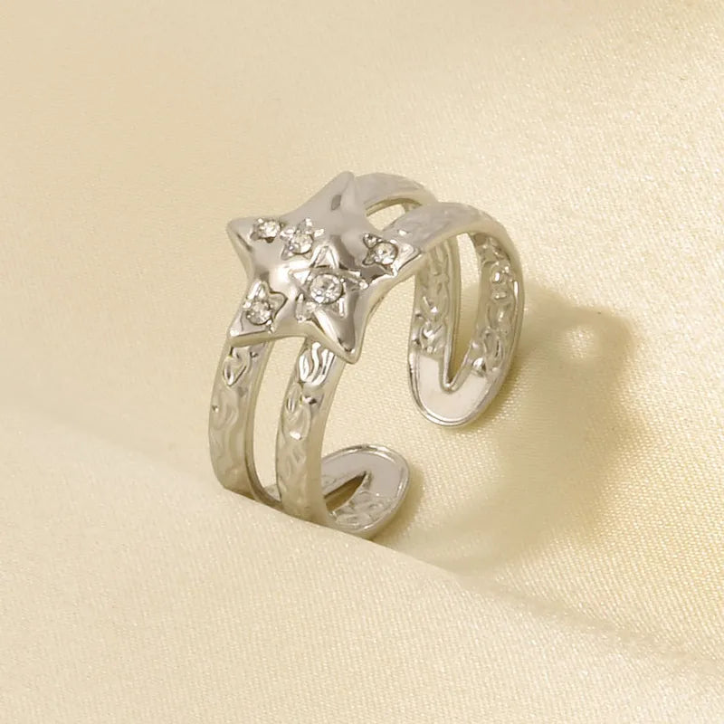 ANILLO ESTRELLA TRAMADA CUBIC SILVER