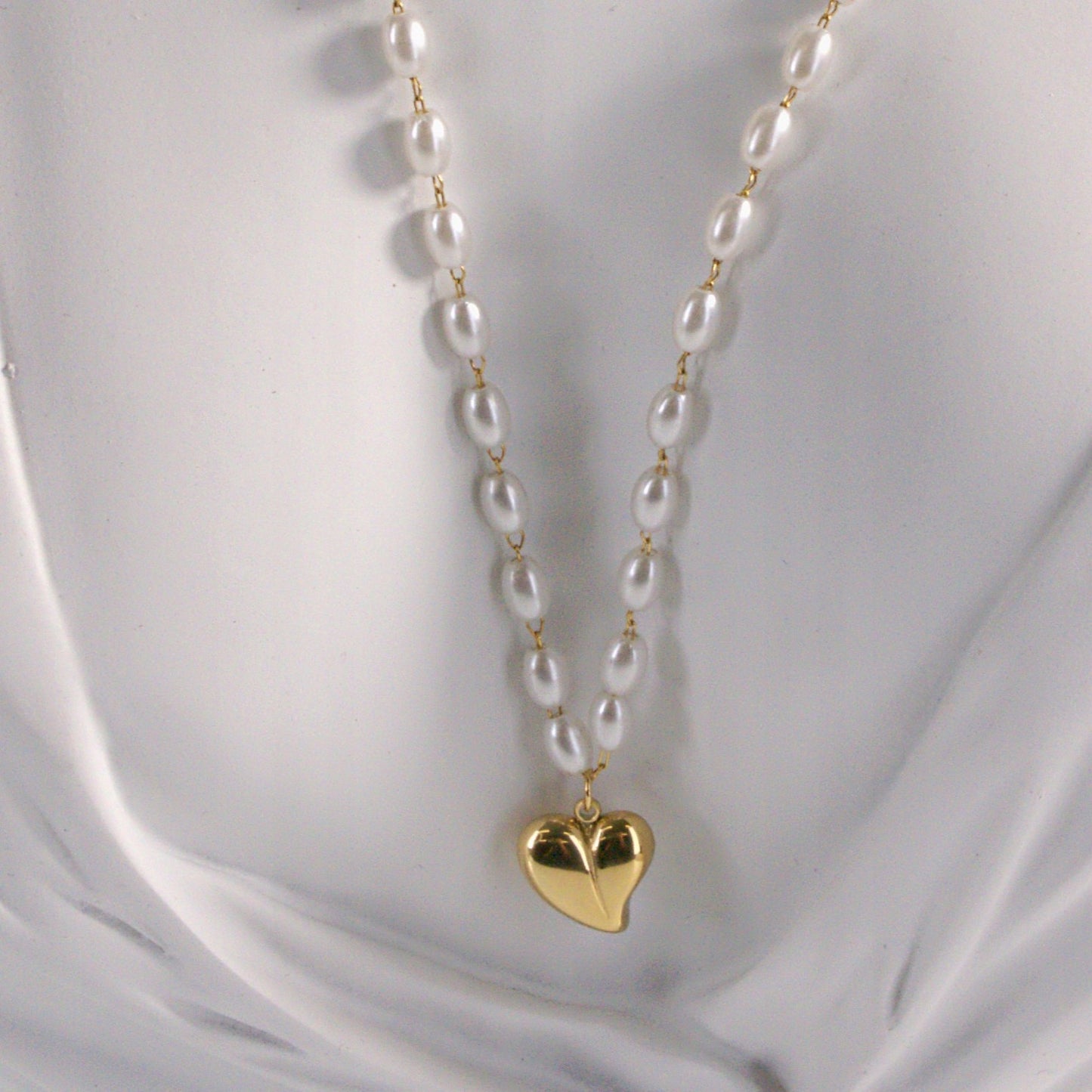 COLLAR HEART PEARLY NEW GOLD