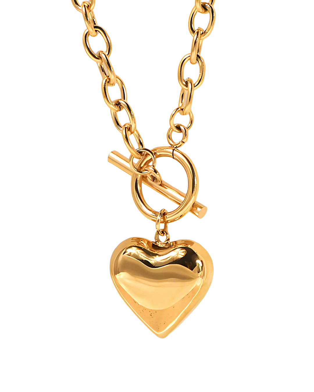COLLAR CORAZON BARRA CHUNKY GOLD