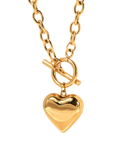 COLLAR CORAZON BARRA CHUNKY GOLD