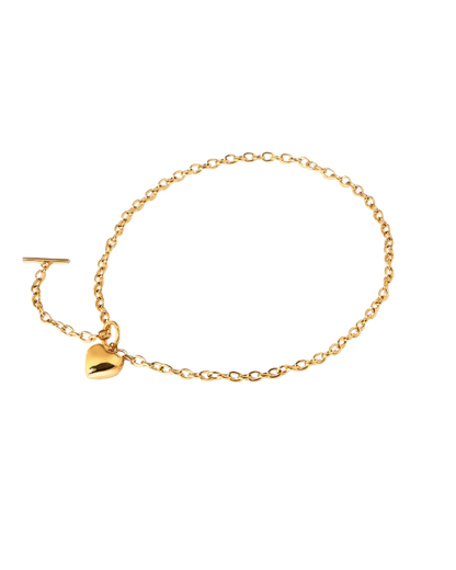 COLLAR CORAZON BARRA CHUNKY GOLD