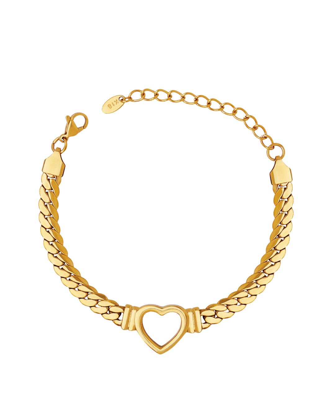 PULSERA CHUNKY HEART GOLD