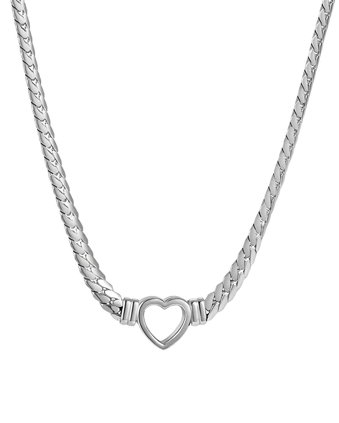 COLLAR CHUNKY HEART SILVER