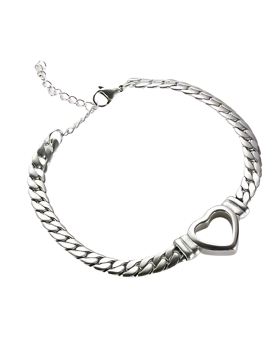 PULSERA CHUNKY HEART SILVER