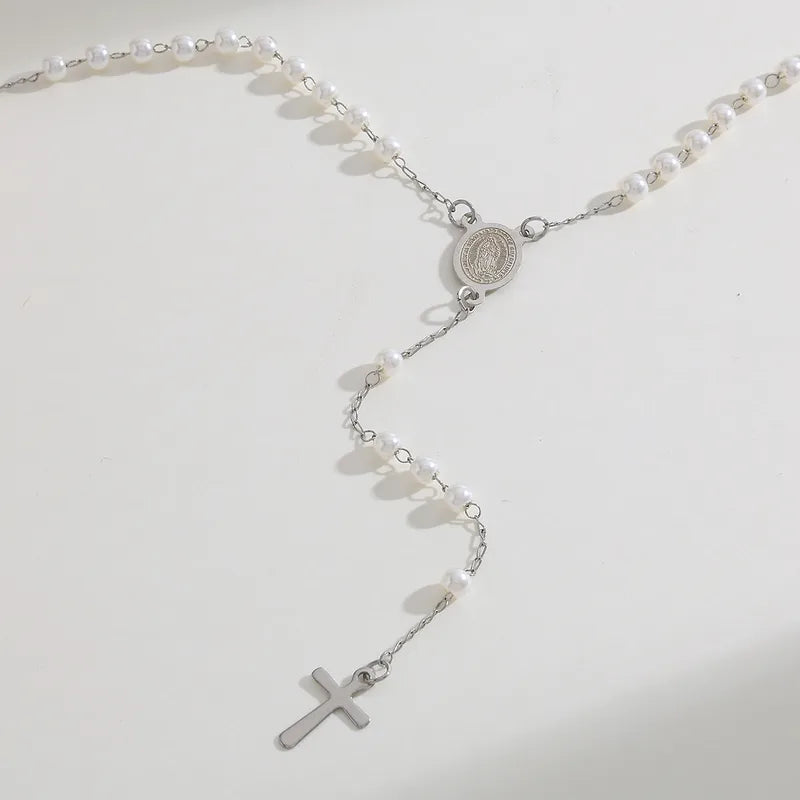 COLLAR ROSARIO PERLAS SILVER