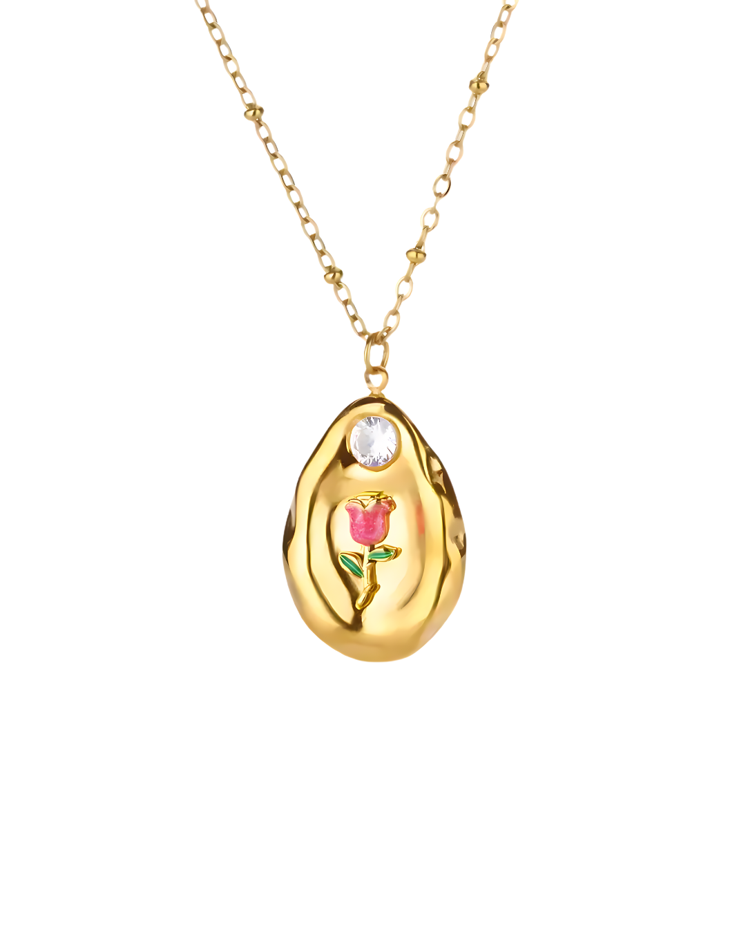 COLLAR MEDALLA ROSA ROJA