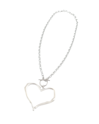 COLLAR MAXI CORAZON CALADO SILVER