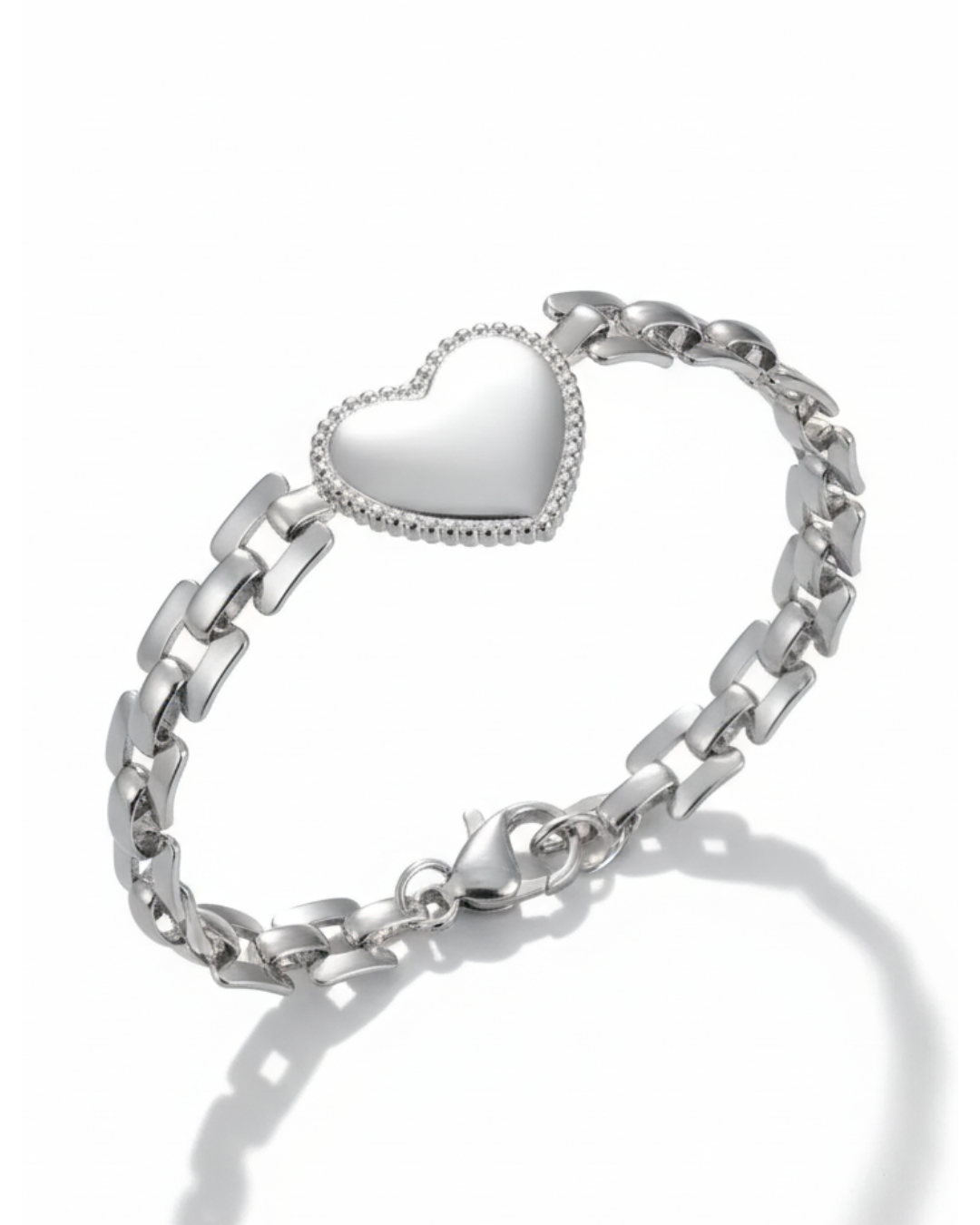 PULSERA HEART TRAMADA SILVER