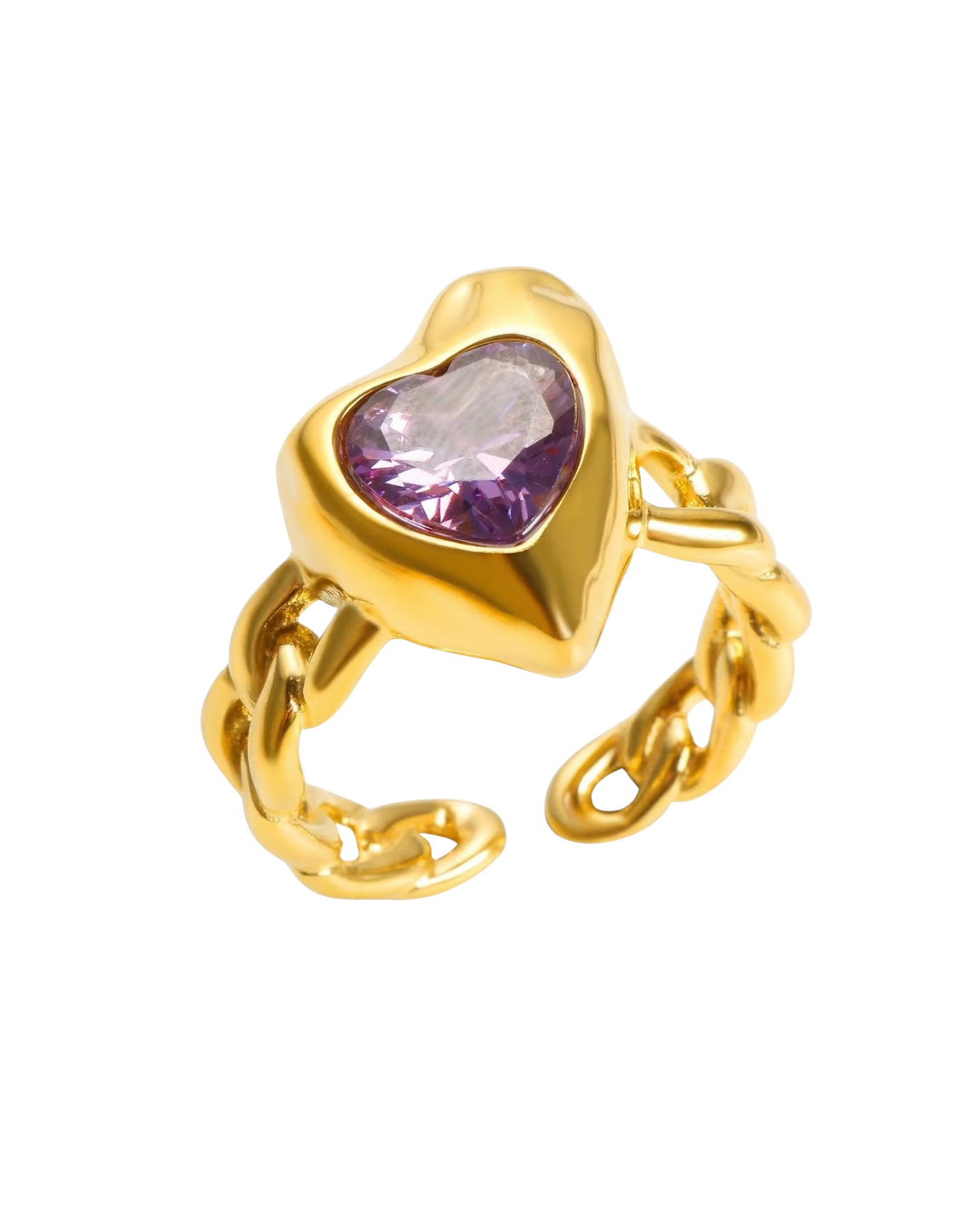 ANILLO AESTHETIC HEART GOLD LILA