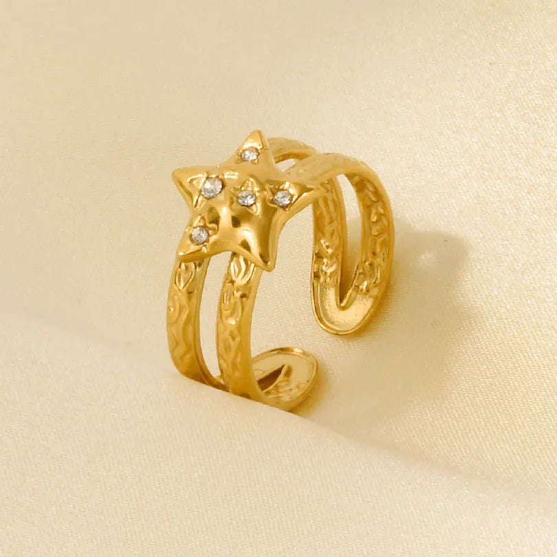 ANILLO ESTRELLA TRAMADA CUBIC GOLD