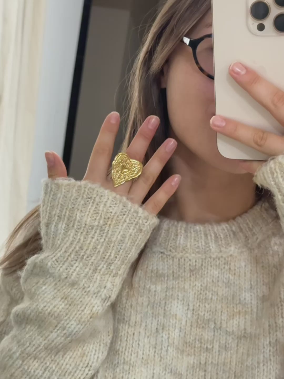 ANILLO HEART RETRO GOLD